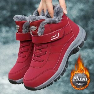 Women's Winter Snow Boots, Plush Lined Non-slip Warm High-top Sneakers, Casual Leisure Outdoor Hiking Shoes