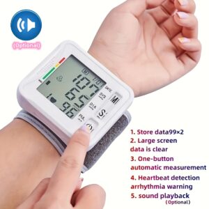 [Fast Arrival] TAIKON Wrist Blood Pressure Monitor - LCD Display, Adjustable Cuff with Irregular Heartbeat Detection, Battery-Powered (Batteries Not Included)