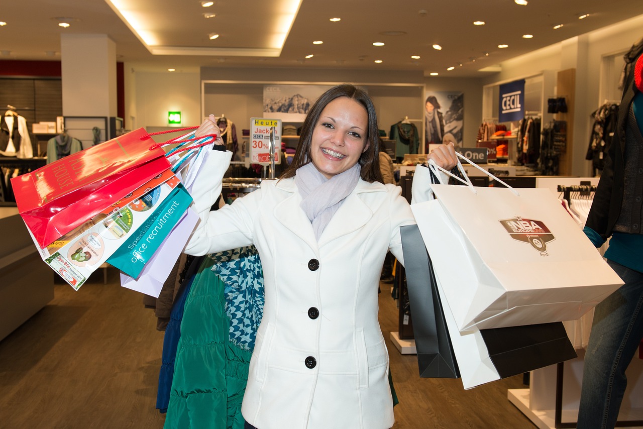 woman, shopping, happy