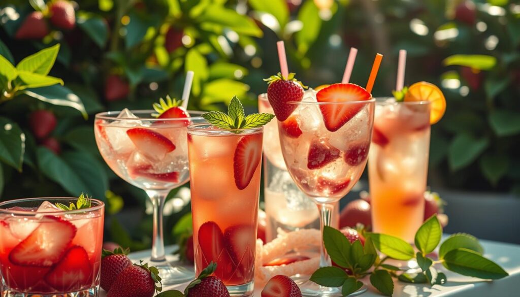 Refreshing strawberry drinks