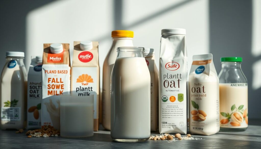 cow's milk and plant-based milk alternatives