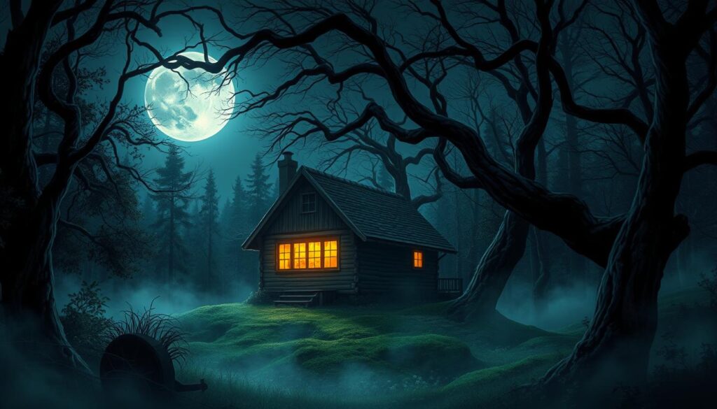 eerie atmosphere of a moonlit night