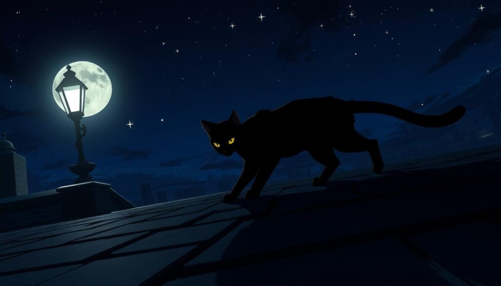 suspenseful plot involving black cats